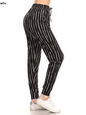 Women's High Waist Striped Jogger Track Pants Relaxed Fit Pull On